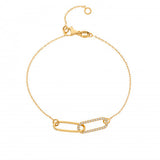 9ct Gold 7" Cubic Zirconia Double Link Bracelet