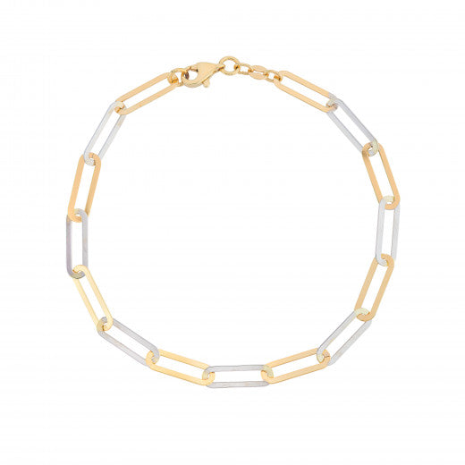 9ct Yellow and White Gold 7" Paperchain Bracelet