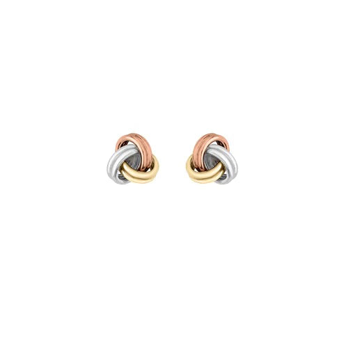 9ct 3-Tone Double Knot Stud Earrings