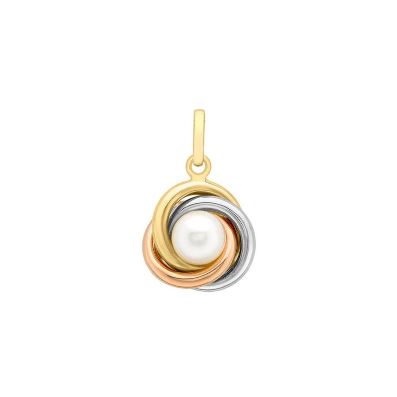 9ct Three Tone Gold 6mm Freshwater Pearl Knot Necklace