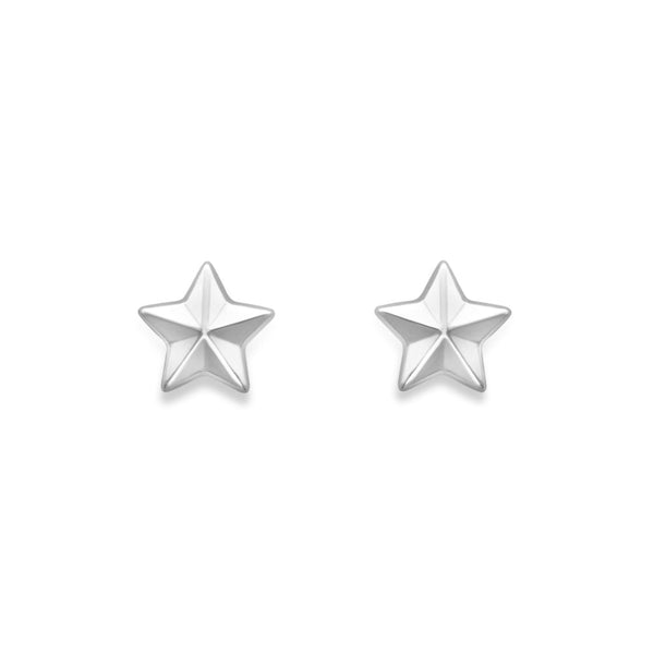 9ct White Gold Star 6mm Stud Earrings