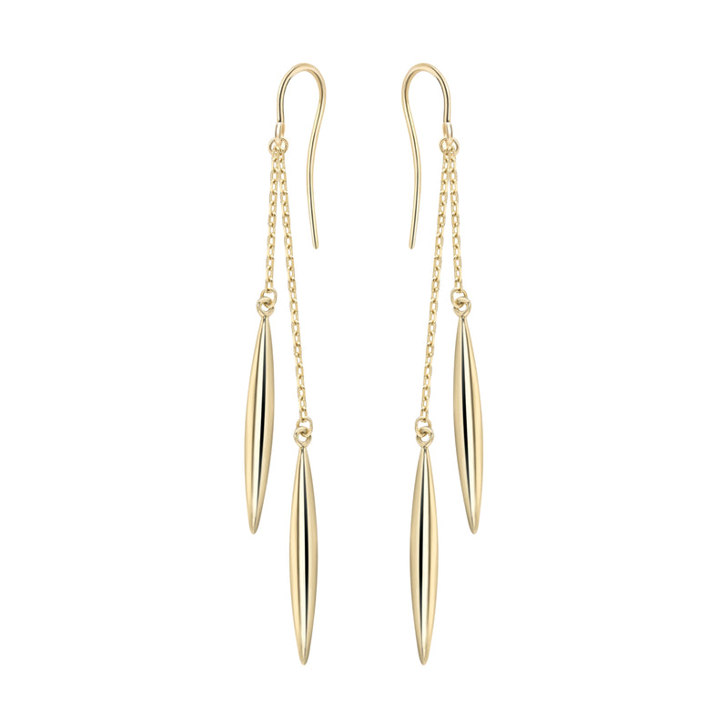 9ct Gold Torpedo Drop Earrings