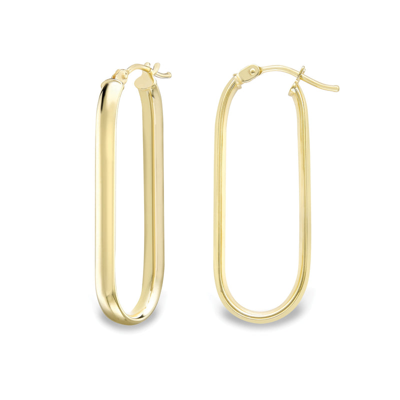 9ct Gold Elongated Oval Hoop Earrings