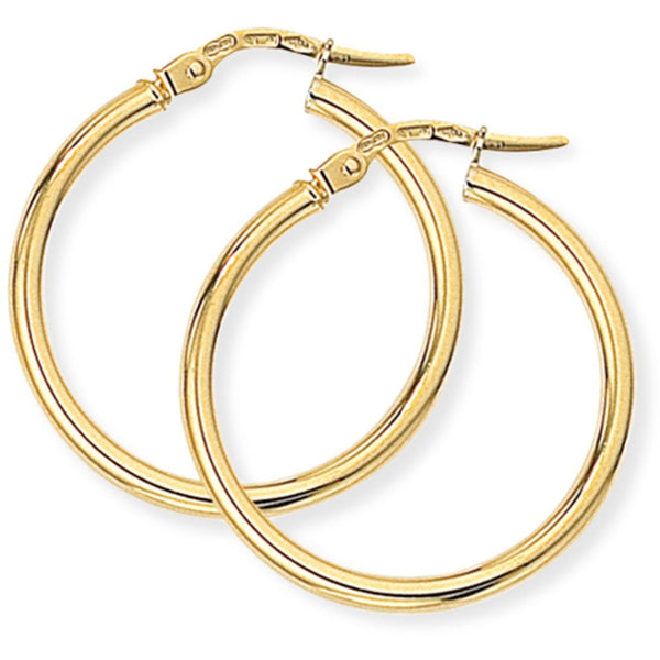 9ct Gold 25mm Classic Hoop Earrings