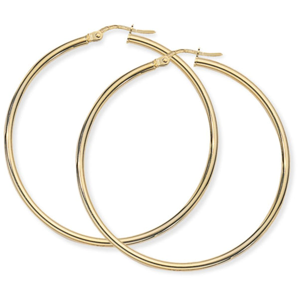 9ct Gold Plain 44mm Hoop Earrings