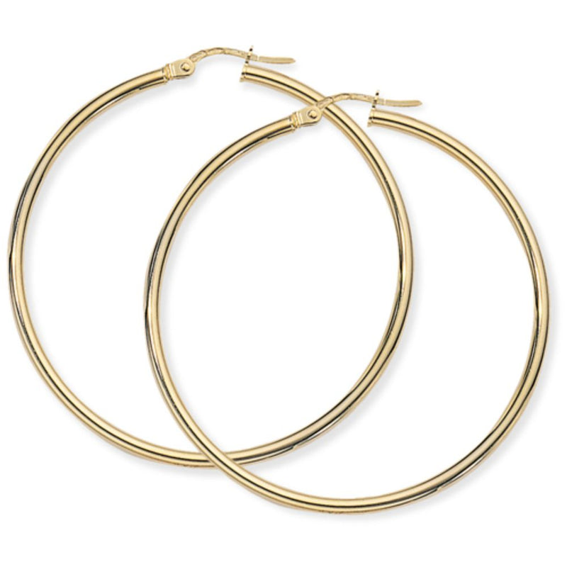 9ct Gold Plain 44mm Hoop Earrings