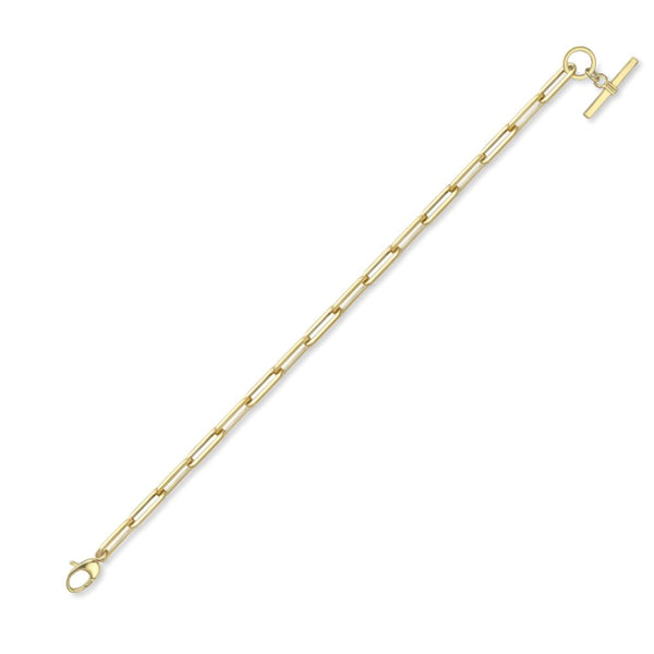 9ct Gold 19cm Paper Link T-Bar Bracelet