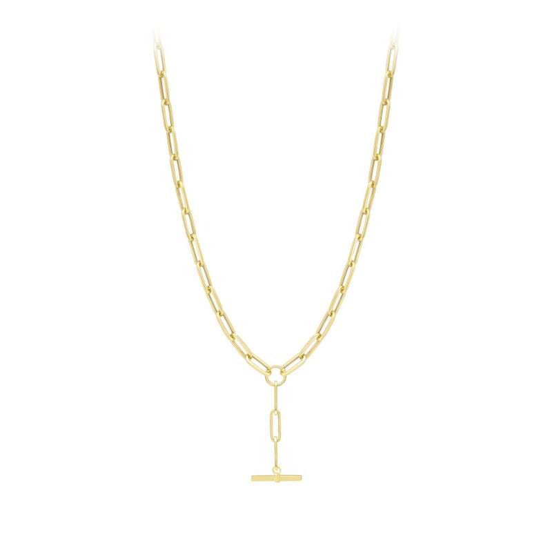 9ct Gold T Bar Paper Link Necklace