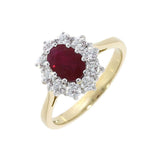 18ct Ruby and Diamond Cluster Engagement Ring