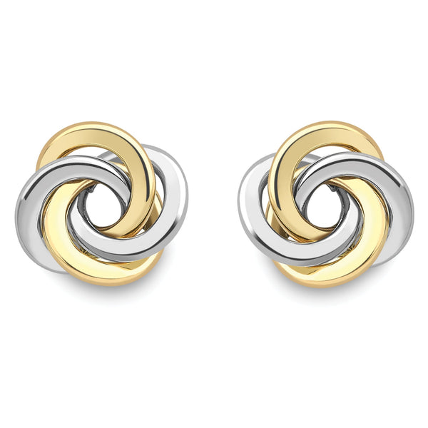 9ct Gold 2 Tone Knot Stud Earrings