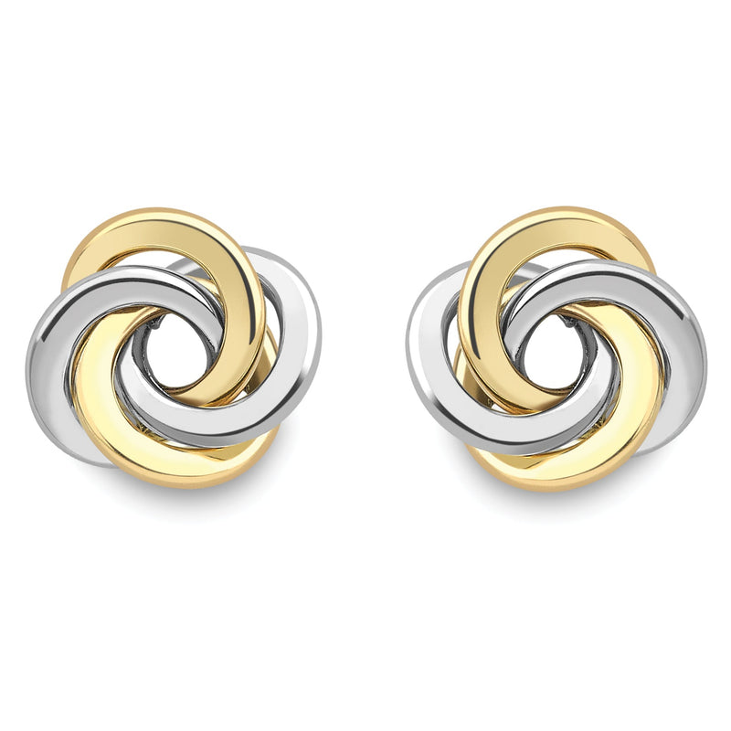 9ct Gold 2 Tone Knot Stud Earrings