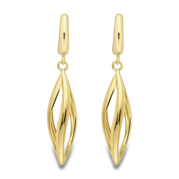 9ct Gold Twisting Spiral Drop Earrings