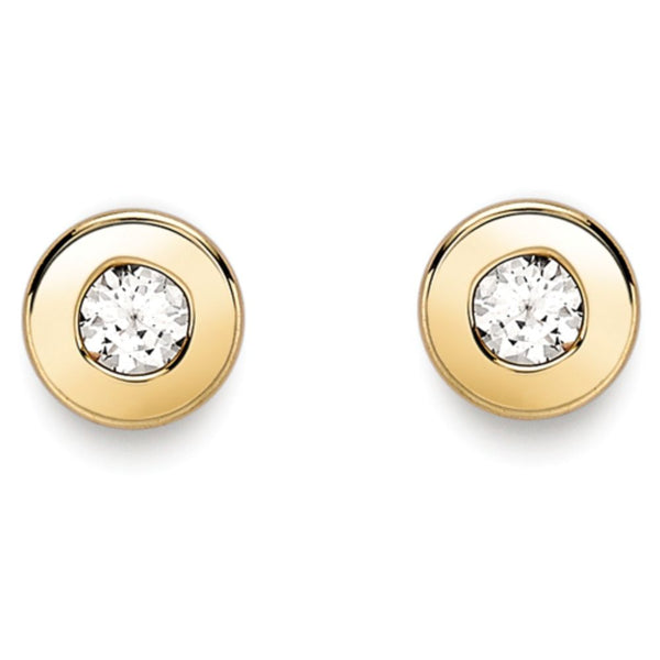 9ct Gold 3mm Round Cubic Zirconia Stud Earrings