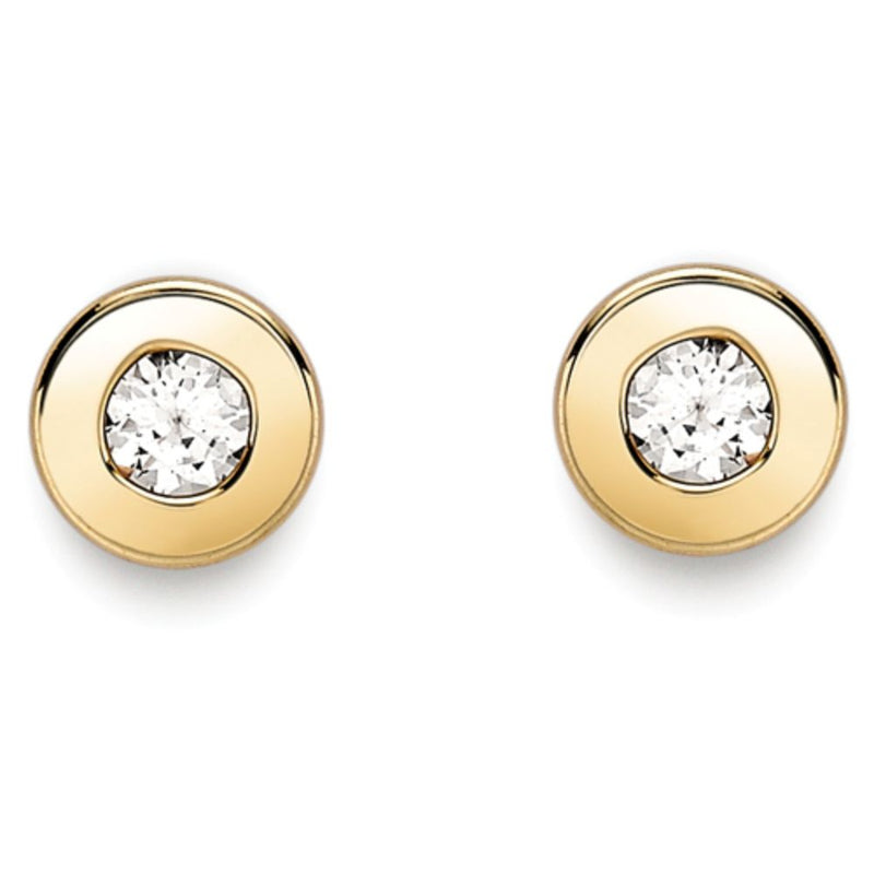 9ct Gold 3mm Round Cubic Zirconia Stud Earrings