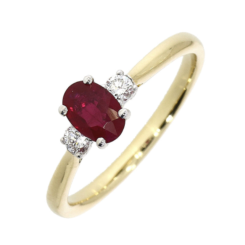 18ct Gold 0.52ct Ruby and 0.13ct Diamond Three Stones Ring