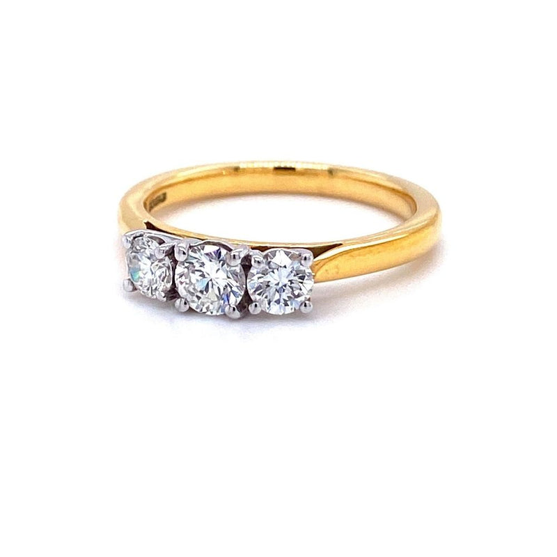 18ct Yellow Gold Three Stone 0.72ct Diamond Engagement Ring