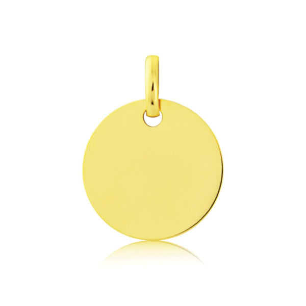 9ct Gold Round Disc 13mm x 13mm Dog Tag Pendant