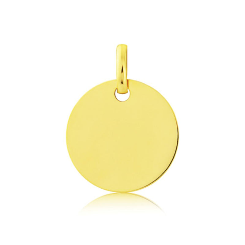 9ct Gold Round Disc 13mm x 13mm Dog Tag Pendant