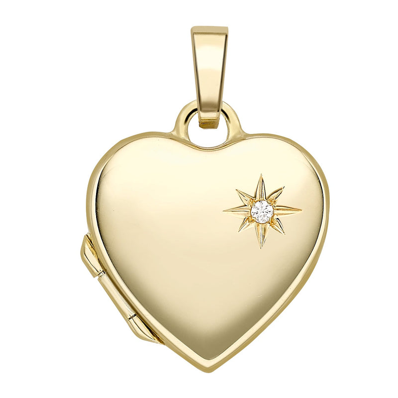 9ct Gold Heart Shaped Diamond Locket