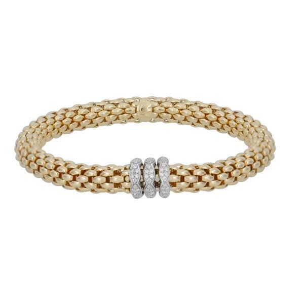 FOPE Flex'it Love Nest 18ct Yellow Gold Diamond Bracelet 451B PAVEM