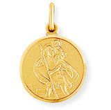 9ct Gold 16mm Round St. Christopher Medallion Pendant