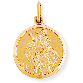 9ct Gold 18mm Round St. Christopher Medallion Pendant