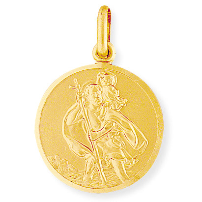 9ct Gold 22mm Round St. Christopher Medallion Pendant