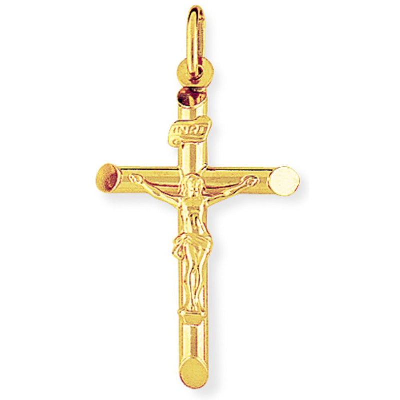 9ct Crucifix INRI Inscription Cross Pendant