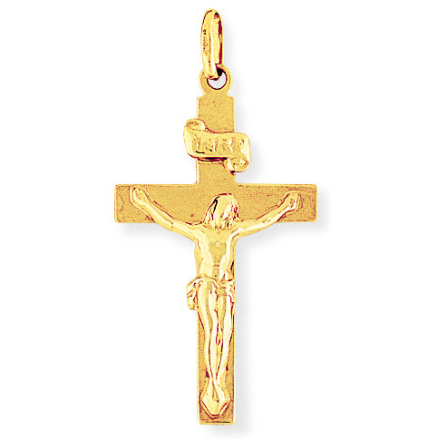 9ct Gold 19mm x 37mm Crucifix with INRI Inscription Pendant