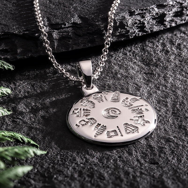 History of Ireland Round Disc Silver Necklace