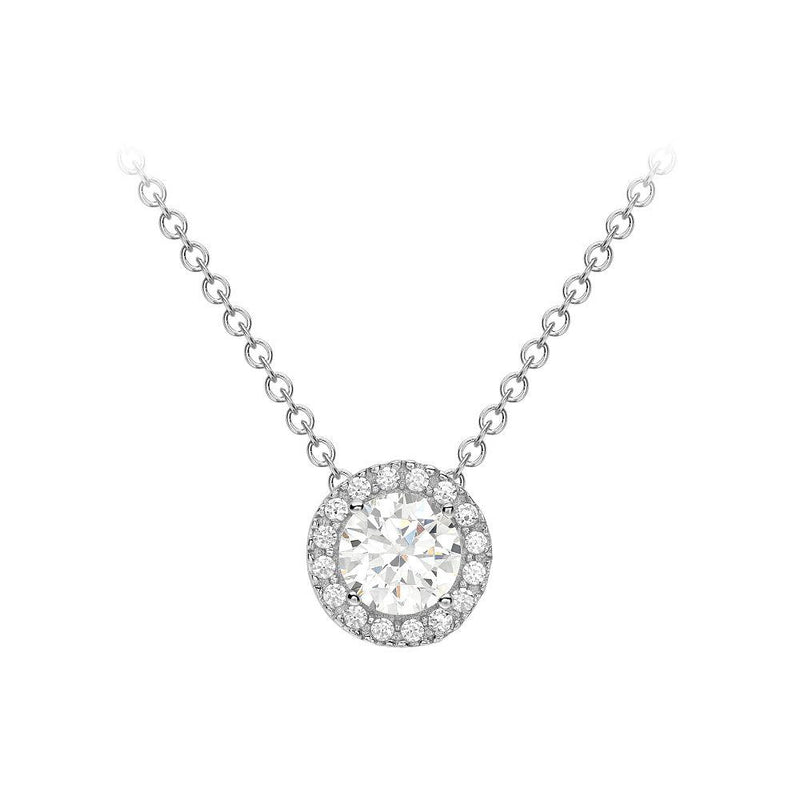 9ct Gold Cubic Zirconia Halo Slider Necklace