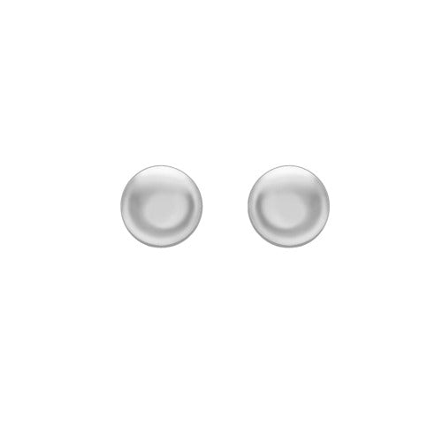 9ct White Gold 7mm Flat Button Stud Earrings