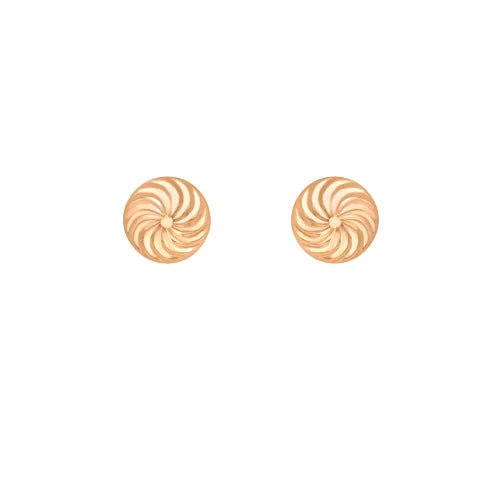 9ct Rose gold 8mm Swirl Dome Stud Earrings