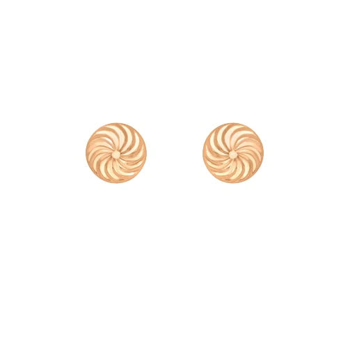 9ct Rose gold 8mm Swirl Dome Stud Earrings