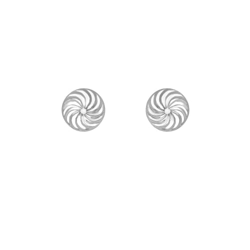 9ct White Gold 8mm Swirl Dome Stud Earrings