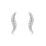9ct White Gold Diamond Cut Wave Earrings