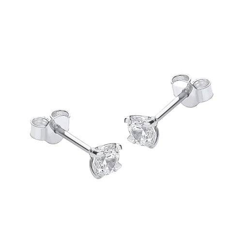 9ct White Gold 4mm Round Cubic Zirconia Stud Earrings