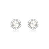 9ct White Gold Halo CZ Stud Earrings