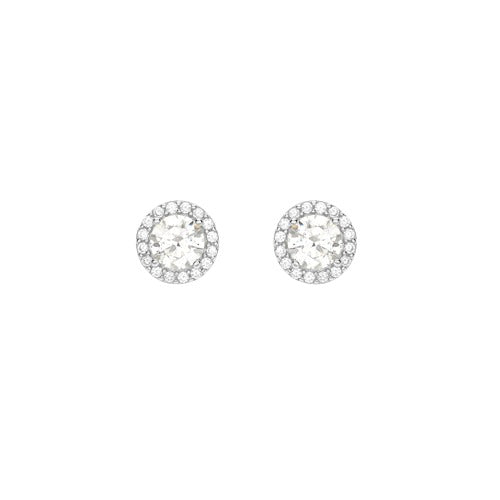 9ct Gold Halo Cubic Zirconia 7.5mm Stud Earrings