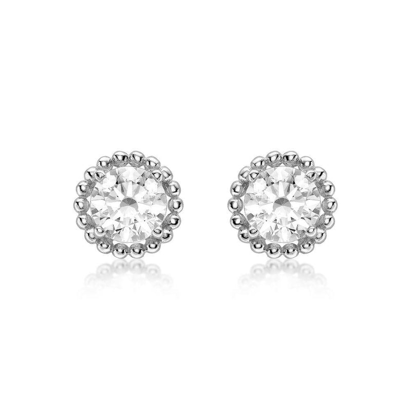 9ct White Gold CZ Halo Stud Earrings