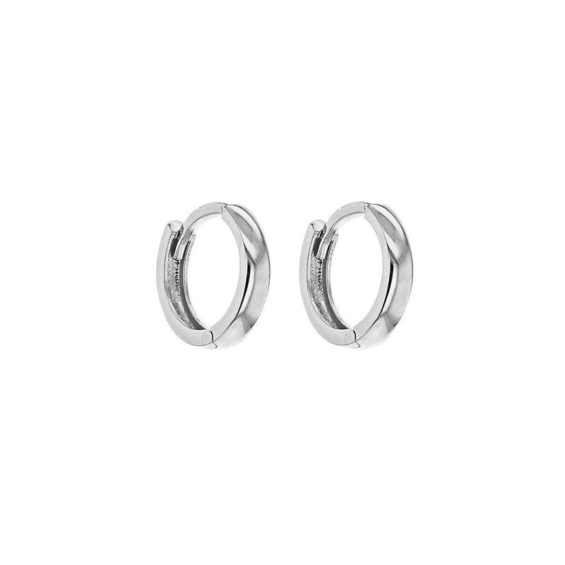 9ct White Gold 2mm Huggy Hoop Creole Earrings