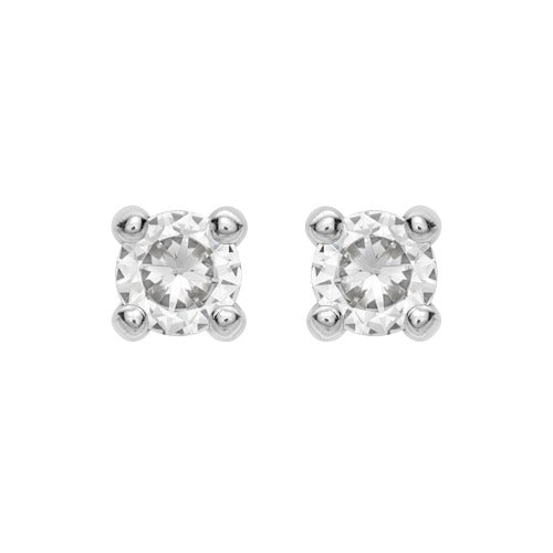 9ct White Gold 6mm Cubic Zirconia Stud Earrings