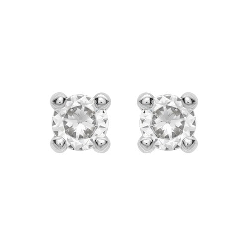 9ct White Gold 6mm Cubic Zirconia Stud Earrings
