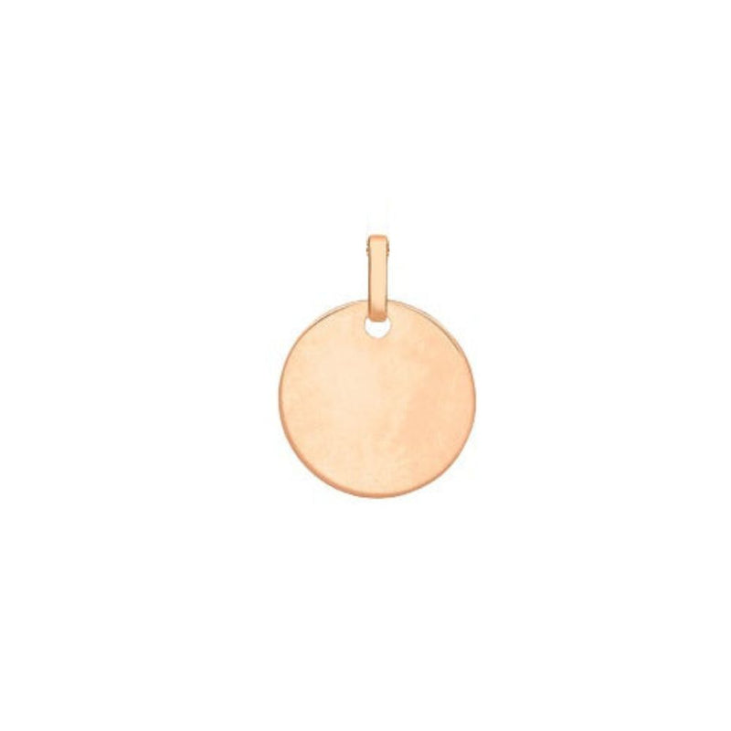 9ct Rose Gold 14mm Round Disc Pendant