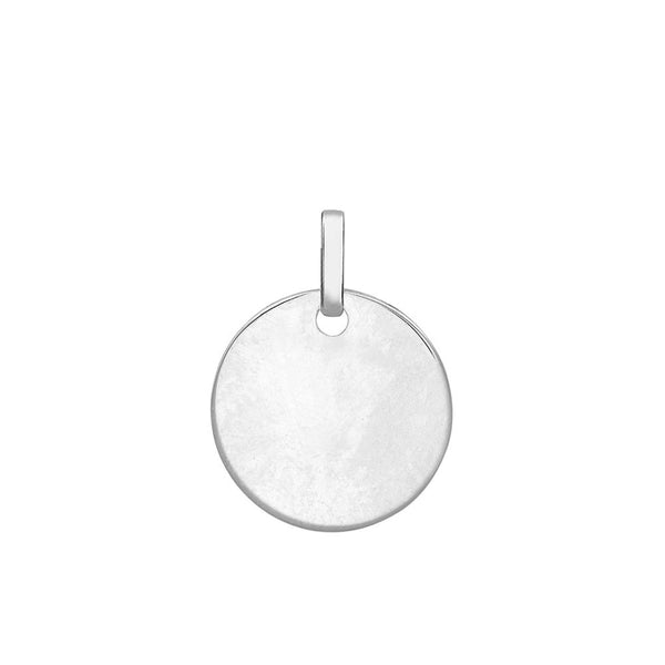 9ct White Gold 14mm Small Round Disc Pendant
