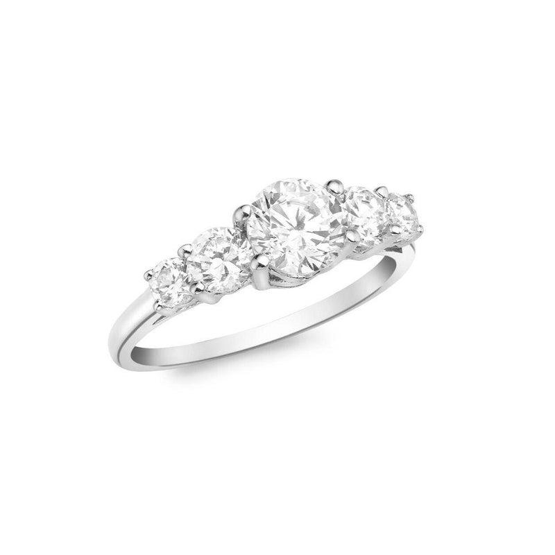 9ct White Gold CZ Graduated 5 Stone Ring