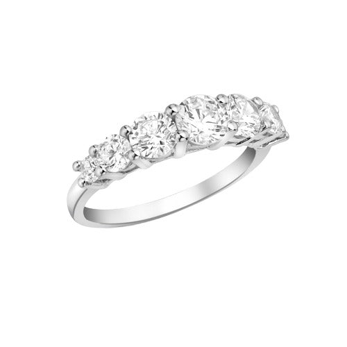 9ct White Gold 7 Stones Cubic Zirconia Graduated Half Eternity Ring