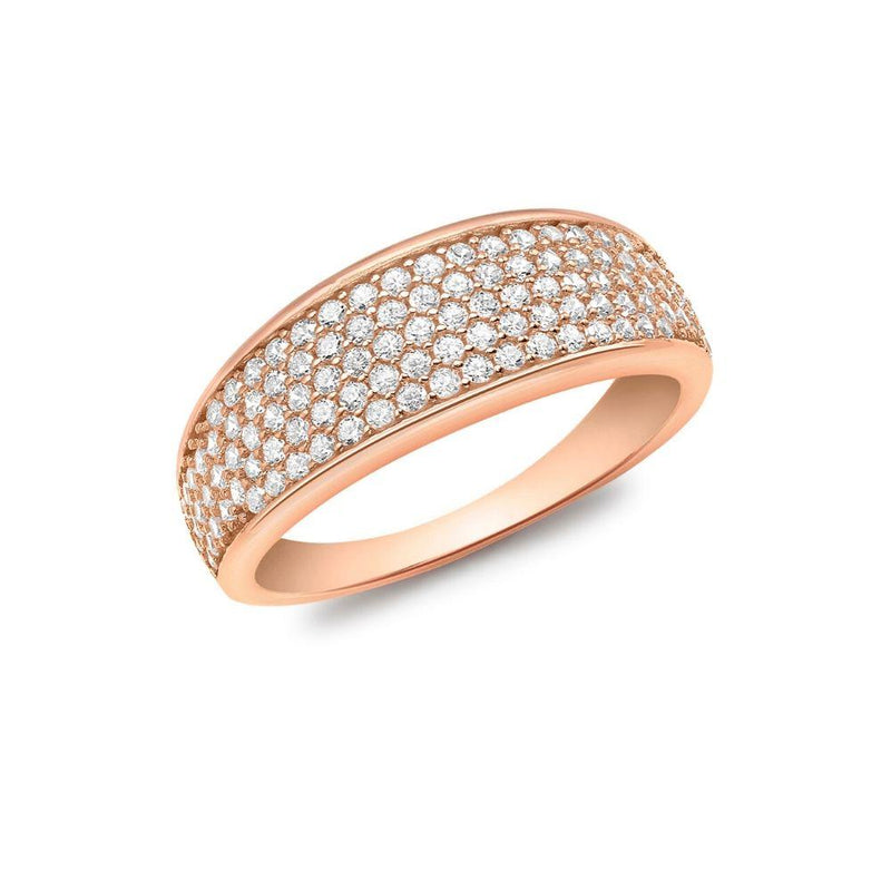 9ct Rose Gold CZ Pave Wide Tapered Ring