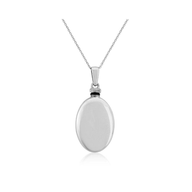 Sterling Silver Oval Ash Urn Bottle Necklace