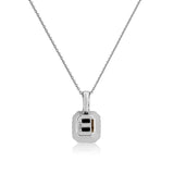 18ct White Gold Sapphire and 0.11ct Diamond Surround Pendant Necklace